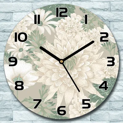 Produktbild von Wanduhr aus Glas Rund fi 30 Frühlingsgeiste grün Quarz Deko Schlafzimmer Büro
