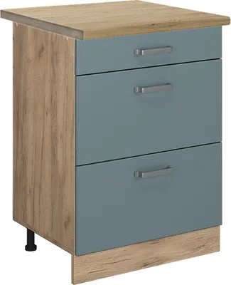 Immagine prodotto di Mobiletto base per cucina Vicco R-Line Grigio-blu 60 cm con cassetti, PL Rovere, Model 46086