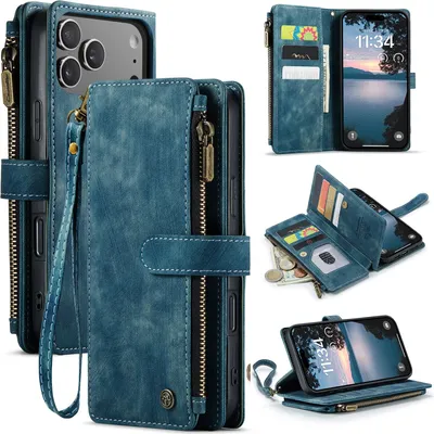 Produktbild von iPhone 17 Pro Max Hülle - CaseMe C30 Klapphülle mit Brieftasche - Blau