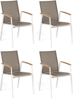 Produktbild von Sonnenpartner 4er-Set Stapelstühle Fresno Aluminium/Textilen weiß Stapelstuhl