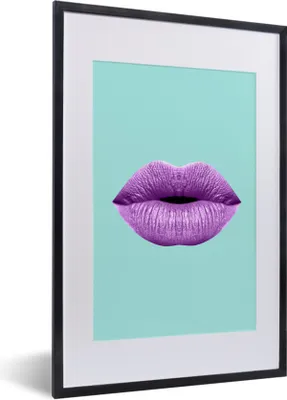 Produktbild von MuchoWow® MuchoWow® Gerahmtes Poster Lippen - Pastell - Lila 40x60 cm - Poster mit zchwarzem Bilderrahmen - Poster in Rahmen