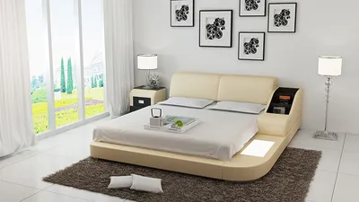 Productafbeelding van Luxe waterbed, tweepersoons, multifunctioneel bed, beklede waterbedden, 200x200 cm + USB-aansluiting