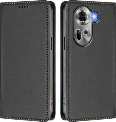 Immagine prodotto di Custodia in pelle per Oppo Reno11 5G, custodia a libro magnetica in Finto cuoio con supporto, nera
