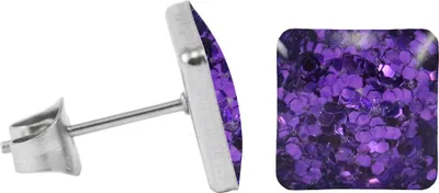 Produktbild von Chirurgenstahl Ohrstecker Glitterline Quadrat Farbe - Lila Größe - 9 mm