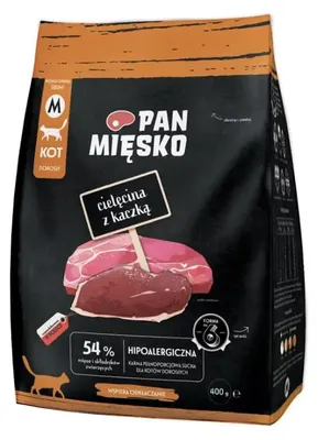 Image de Nourriture sèche pour chats PAN MIĘSKO Bœuf avec canard M - 400 g
