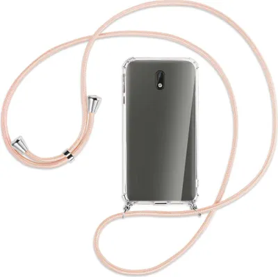 Produktbild von Handykette Backcover-Schutzhülle mit Band (Metall silberfarben) für Nokia 3 - rose peach