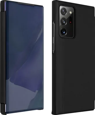Zdjęcie produktu dla Avizar, przezroczyste etui typu klapka z lusterkiem, przeznaczone do telefonu Samsung Galaxy Note 20 Ultra, kolor: czarny