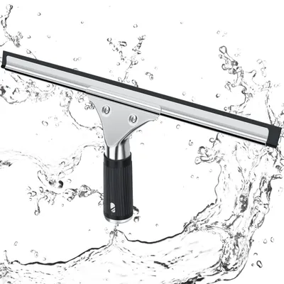 Productafbeelding van Raamwisser douchewisser raamtrekker - 30 cm - Roestvrij staal en rubber - Zwart
