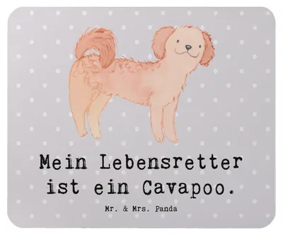 Produktbild von Mr. & Mrs. Panda Mousepad Cavapoo Lebensretter - Grau Pastell - Geschenk, computer, Mouse Pad, pc, Mauspad, Cavoodle, mousematte