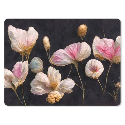 Produktbild von MuchoWow® Mauspad Mousepad Blumen - Pflanzen - Rosa - Schwarz 40x30 cm - Mousepads - Maus Mat - Pad - Mausunterlage - Anti Rutsch