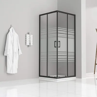 Produktbild von i-flair Schiebetür Duschkabine 100x100x180 cm aus teilsatiniertem 6 mm Sicherheitsglas - DK79