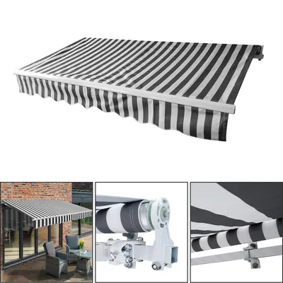 Obrázek produktu pro Clanmacy Kloubová markýza 350x300cm zatahovací markýza Balkonová markýza Kloubová markýza Sluneční clona Šedá Bílá