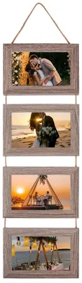 Fotocollage-Lijst 4er Set, 10x15 cm, Holzrahmen, Plexiglas, 70 cm
