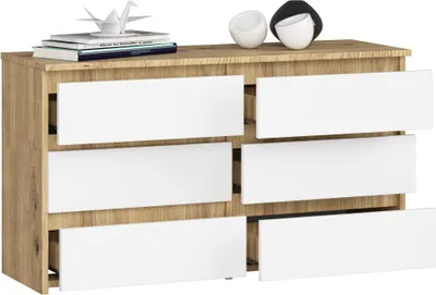 Immagine prodotto di BDW, cassettiera, 6 cassetti, 100x57, armadio, credenza, rovere artigianale / bianco