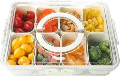 Image de Boîte à snacks à plusieurs compartiments avec couvercle et 8 compartiments pour les friandises et les épices