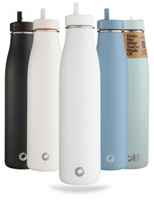 Isolierflasche 800 ml, Weiß, Edelstahl, Vakuum-isoliert, Sportverschluss
