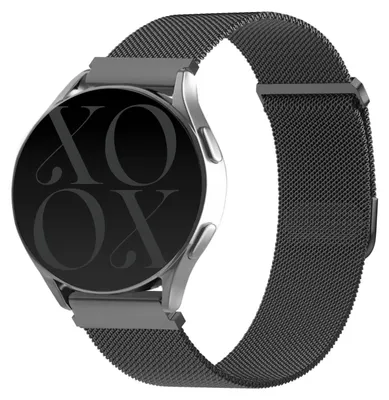 Produktbild von Edelstahl Milanese Uhrenarmband 20 mm schwarz für Smartwatch mit starkem Magnetverschluss