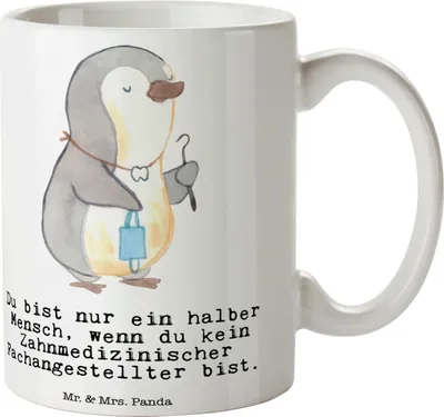 Produktbild von Mr. & Mrs. Panda Tasse Zahnmedizinischer Fachangestellter Herz - Weiß - Geschenk, Pott, Trinkbecher, Kaffeetasse, Geschenktasse, Kaffeebecher