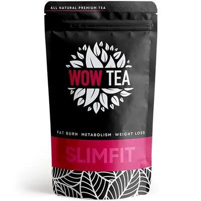 Produktbild von WOW TEA SlimFit Tee - Natürlicher 21-Tage Diät-Tee für Bauch & Figur - Grüner Tee & Kräuter mit Zimt, Ingwer & Goji-Beeren(150g, EU)