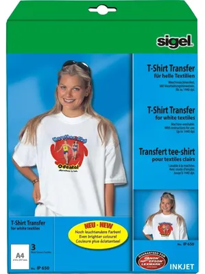 Produktbild von SIGEL IP650 InkJet Transfer Folien für T-Shirts, für helle Textilien, 3 Folien
