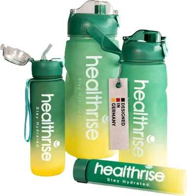 Produktbild von Health Rise Trinkflaschen Set 4-in-1 | stapelbare Wasserflaschen | Für Fitnessstudio, Reisen & Outdoor | BPA-frei