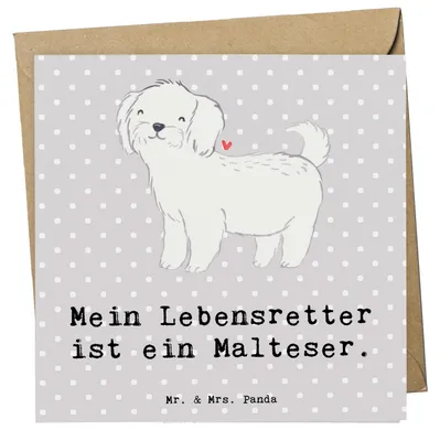Produktbild von Mr. & Mrs. Panda Grußkarte Malteser Lebensretter - Grau Pastell - Geschenk, faltkarte, doppelkarte, anlasskarte, Klappkarte, Glückwunschkarte