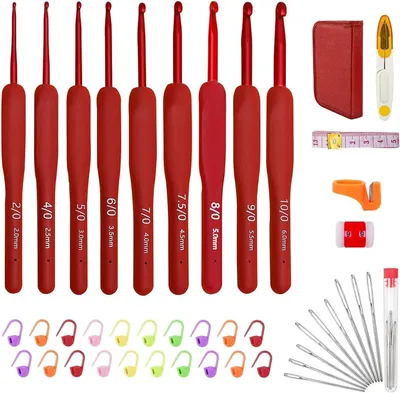 Immagine prodotto di Omgoods - Set di 44 uncinetti con impugnatura ergonomica