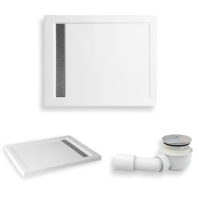 Zdjęcie produktu dla Brodzik Posadzkowy Prysznicowy Prostokątny 120x90x5,5 Akrylowy, Gładki | w zestawie - Syfon, odpływ ⌀50 mm | BADLAND WEST