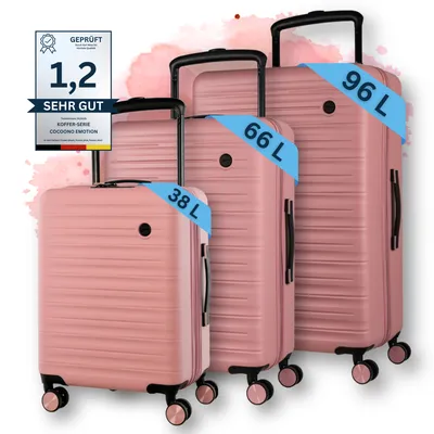 Produktbild von COCOONO® Emotion Koffer Set Frozen Pink - M, L, XL Premium Trolleys – Stilvoller Reisekoffer mit Rollen – TSA-Schloss - Hartschalenkoffer