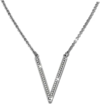 Image de Amello Collier en acier inoxydable Chaîne en V Femme Bijoux 54cm argent blanc ESK100J