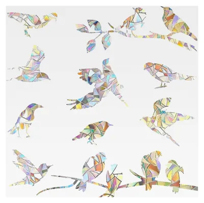 Produktbild von Fensteraufkleber Vogelschutz, Vogel Form Fenster Aufkleber, Glastürschutz, PVC Fenster Sticker, Selbstklebende Fensterbilder, 20 Stück
