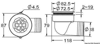 Produktbild von Odpływ kokpitu 90° aus zaworem zwrotnym ø 1,5" Osculati 17.126.01