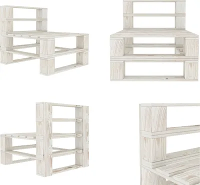 Produktbild von vidaXL Outdoor Mittelsofa Paletten Holz Weiß - Palettensofa - Palettensofas - Holz Palettensofa - Gartensofa