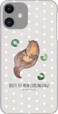 Produktbild von Mr. & Mrs. Panda Iphone 11 Handyhülle Otter Seerose - Grau Pastell - Geschenk, Smartphone Hülle, Fluss, Lieblingstag, Cover, Seeotter, Wasser, Handy Case