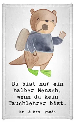 Produktbild von Mr. & Mrs. Panda Handtuch Tauchlehrer Herz - Weiß - Geschenk, baumwolle, Gästetuch, Gästehandtuch 30x50, badezimmer, Klein