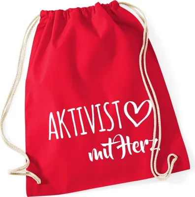 Produktbild von Huuraa Turnbeutel Aktivist mit Herz 12 Liter Classic Red Baumwolle Rucksack Geschenkidee