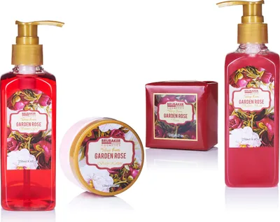 Produktbild von BRUBAKER Cosmetics Bade- und Dusch Set floraler Rosen- und Veilchen Duft - 7-teilig - Vintage Blumen Geschenkset mit Massage-Acryl