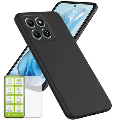 Produktbild von Für ZTE Blade A55 Silikon TPU Schutz Hülle Schwarz + H9 Hart Glas Folie