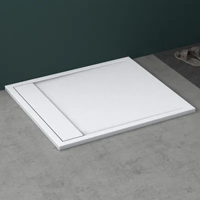Produktbild von Mai & Mai Duschwanne 90x100x3cm Duschtasse aus Mineralguss Mineralgusswann Weiß Matt Rechteckig DIN-Anschlüsse Geoma10