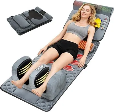 Produktbild von Massagematte Elektrisch, Massagematte Ganzkörpermassage mit Wärmefunktion-9 Einstellbare Modi, Abnehmbarer Massageauflage für Kopf/Nacken/Taillen/Rücken/Hüft/Beinmassage