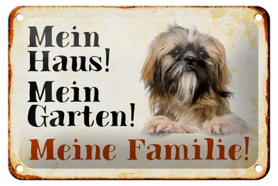 Produktbild von Blechschild Hund 18x12cm Pekinese mein Haus Garten Familie