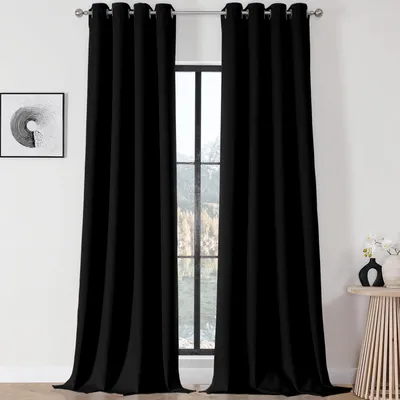 Verdunkelungsvorhänge 2er-Set, 132x204 cm, Schwarz, Polyester