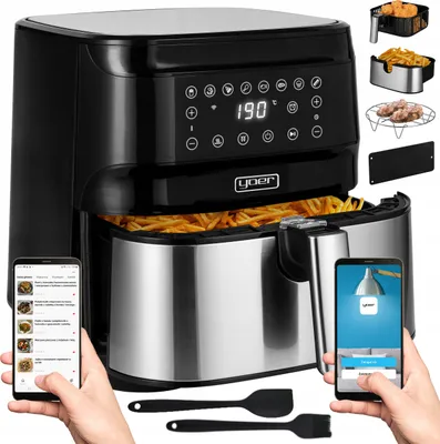 Obrázok produktu pre Fritovací hrniec Yoer Crispo Af01bk 4 v 1, 1700 W, objem 6 l, Wi-Fi, model 645XP-JEBD, 1700 W