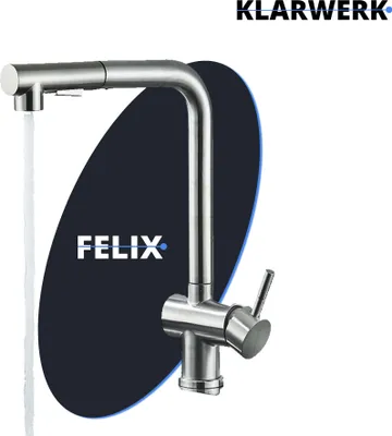 Obrázok produktu pre FELIX| Prémiová nerezová výsuvná kuchynská batéria strieborná brúsená | vodovodná batéria s rovným výtokom | gastro kohútik vysokotlakový 360° 2 prípojky