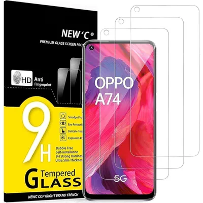 Produktbild von Panzerglas Displayschutzfolie für Oppo A54 5G / A74 5G, 3 Stück, 9H Härte, Ultra-klar, Kratzfest, Anti-Fingerabdrücke