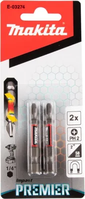 Produktbild von Makita Impact Premier Bits PH2 50 mm PH2 - 50 mm - 1/4" - 2 Stk.