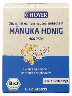 Obrázok produktu pre Manukový med - MGO 250+ 12 tekutých tyčiniek 96g