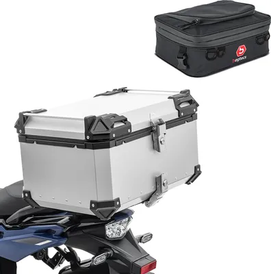 Zdjęcie produktu dla Zestaw motocyklowy aluminiowy topcase 65L + dodatkowa torba pasująca do BMW R 12