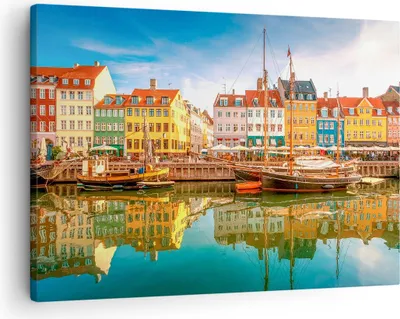 Produktbild von Bild auf Leinwand - Leinwandbild - Segelboote Wasser Architektur Hafen - 70x50cm - Wand Bild - Wanddeko - Leinwanddruck - Bilder - Kunstdruck - Leinwand bilder - Wandkunst - AA70x50-2873