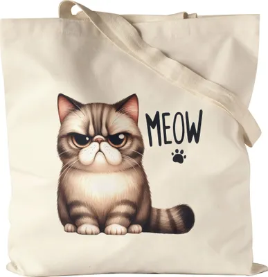 Produktbild von Meow Katze Grumpy Jutebeutel Lustig Geschenkidee für Katzenliebhaber